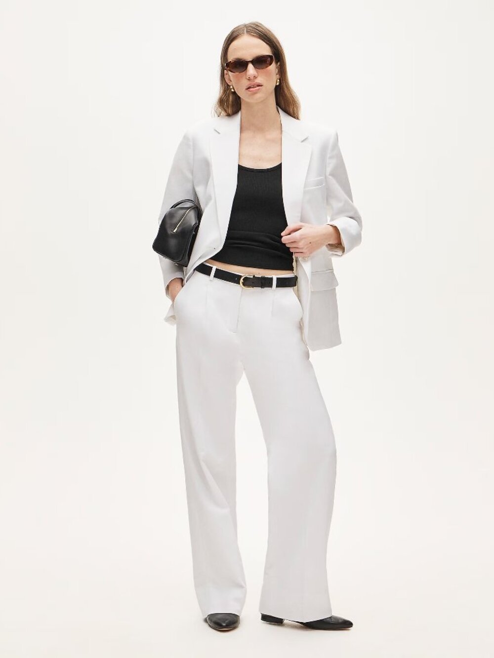 J. Crew Essential Wide-Leg Pant in Gramercy Linen Blend White